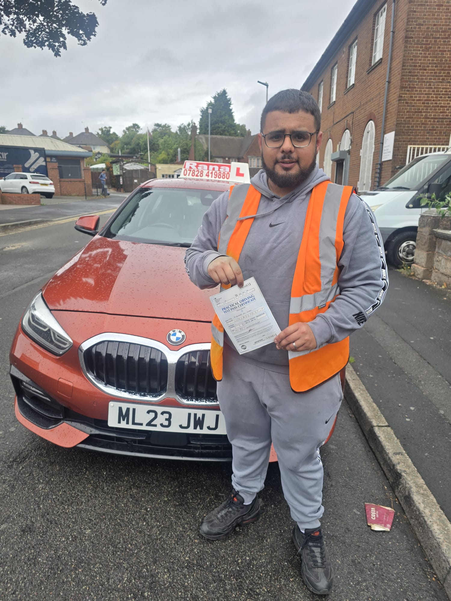 Successful student with driving pass certificate